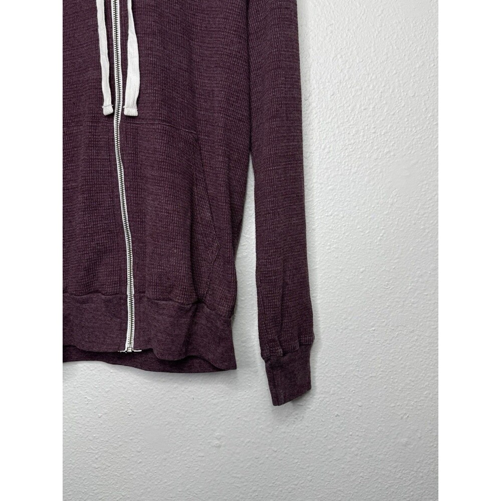 Gustin Waffle Full Zip Hoodie Mens M Thermal Knit Maroon Made in USA 100% Cotton - Picture 8 of 14